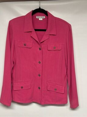Nancy Bolen Women's Hot Pink Button-Front Silk Blouse